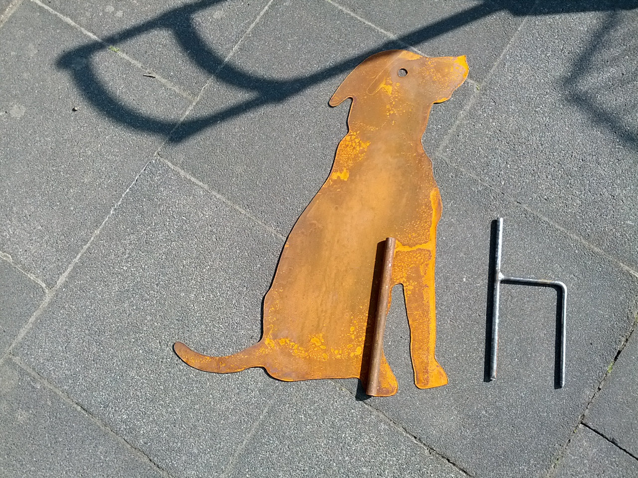 Gartendeko ,Hund aus Metall ,rost, 030665 ,Höhe 60 cm