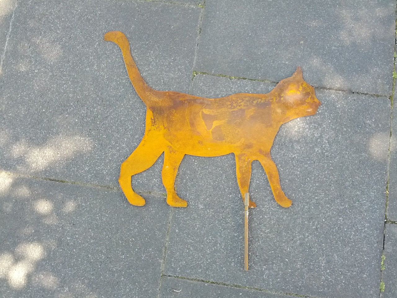 Gartendeko ,Katze aus Metall , rost , L47*39cm,031627