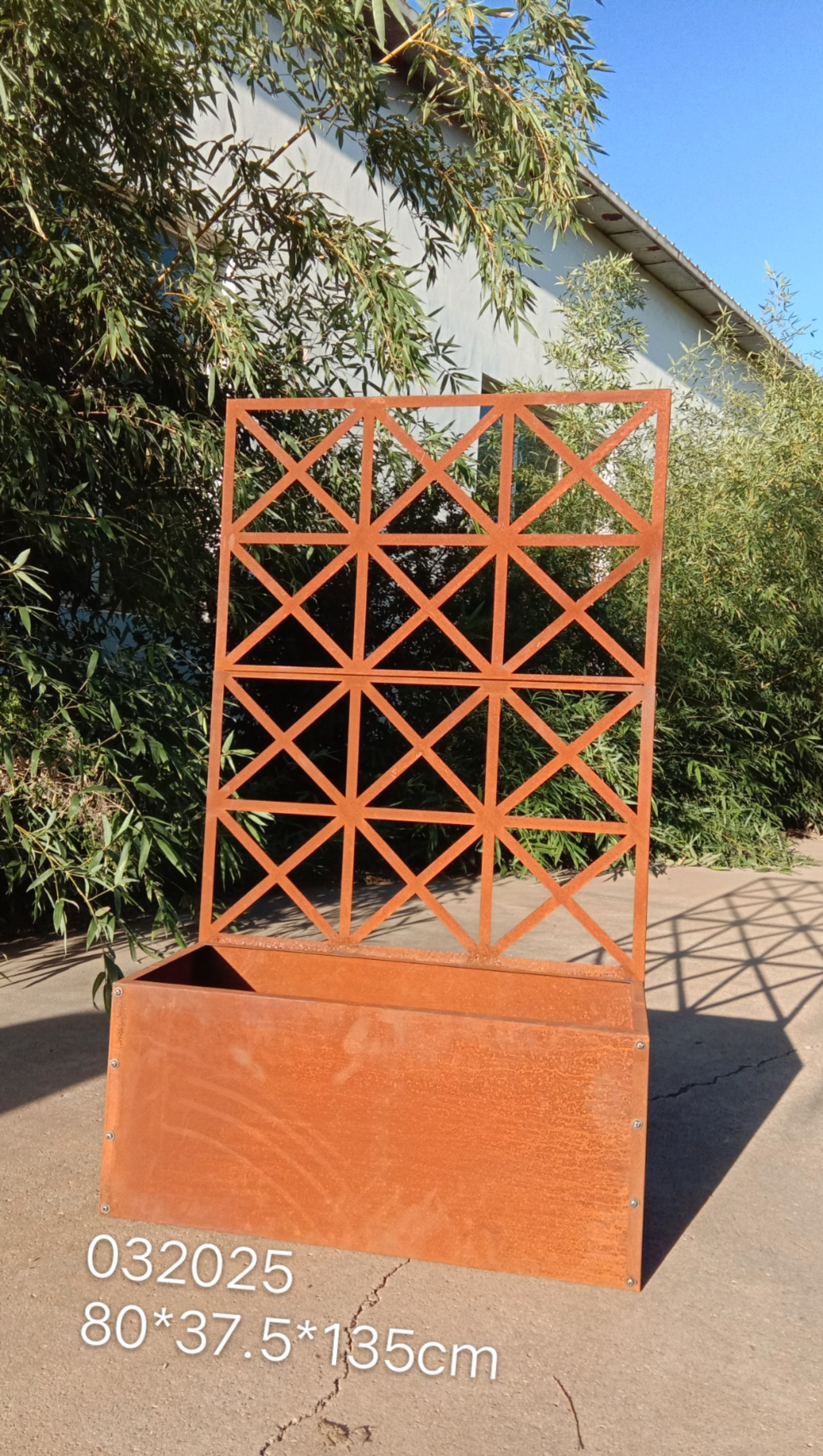 Edelrost Rankkasten mit Rankgitter aus Metall 032025 ,Höhe 141 cm,Länge 80cm