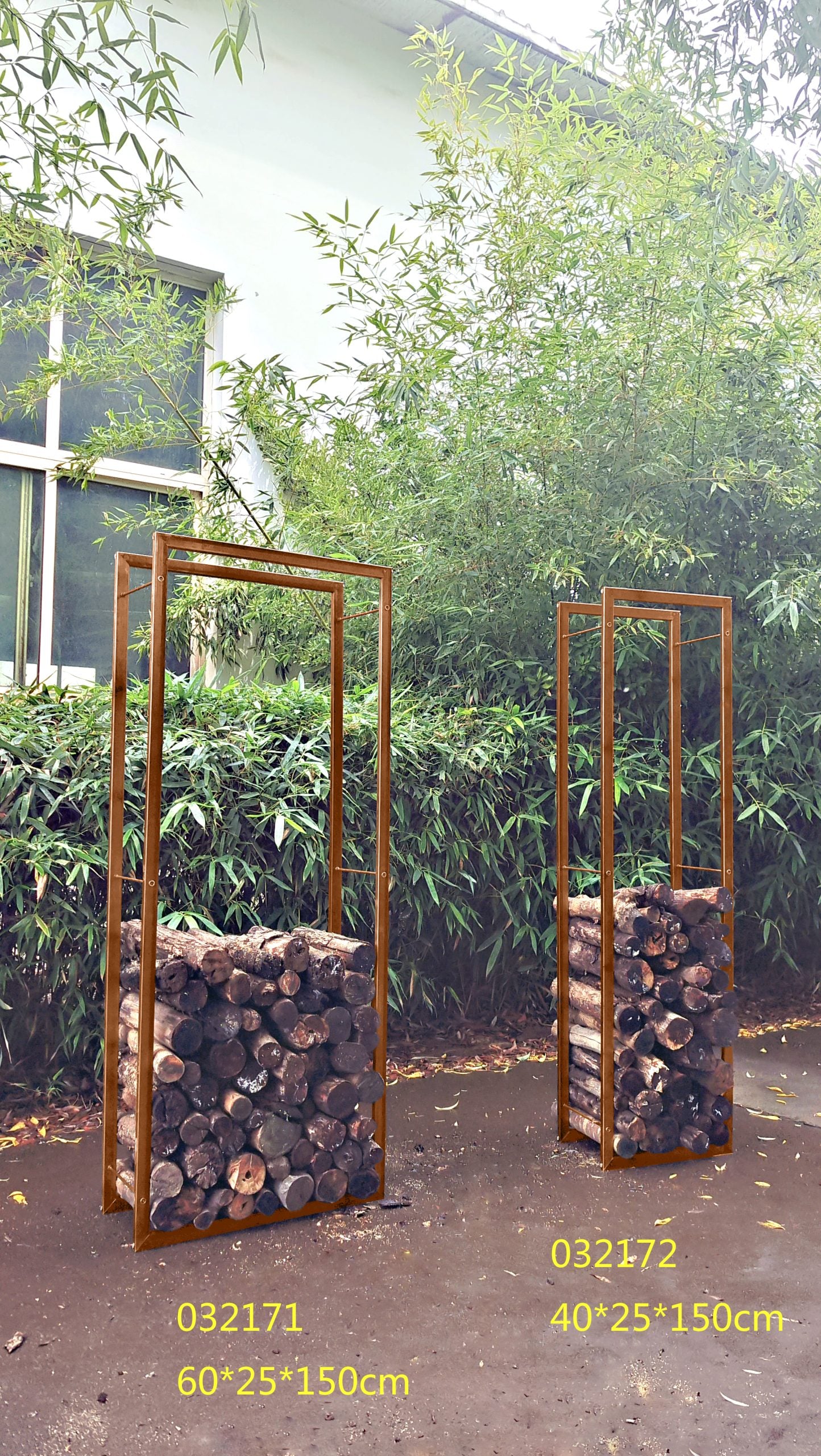 kaminholz aufbewahrung garten Kaminholzregal Garten Rost Eisen Kaminholzunterstand Holzregal B25 H150cm
