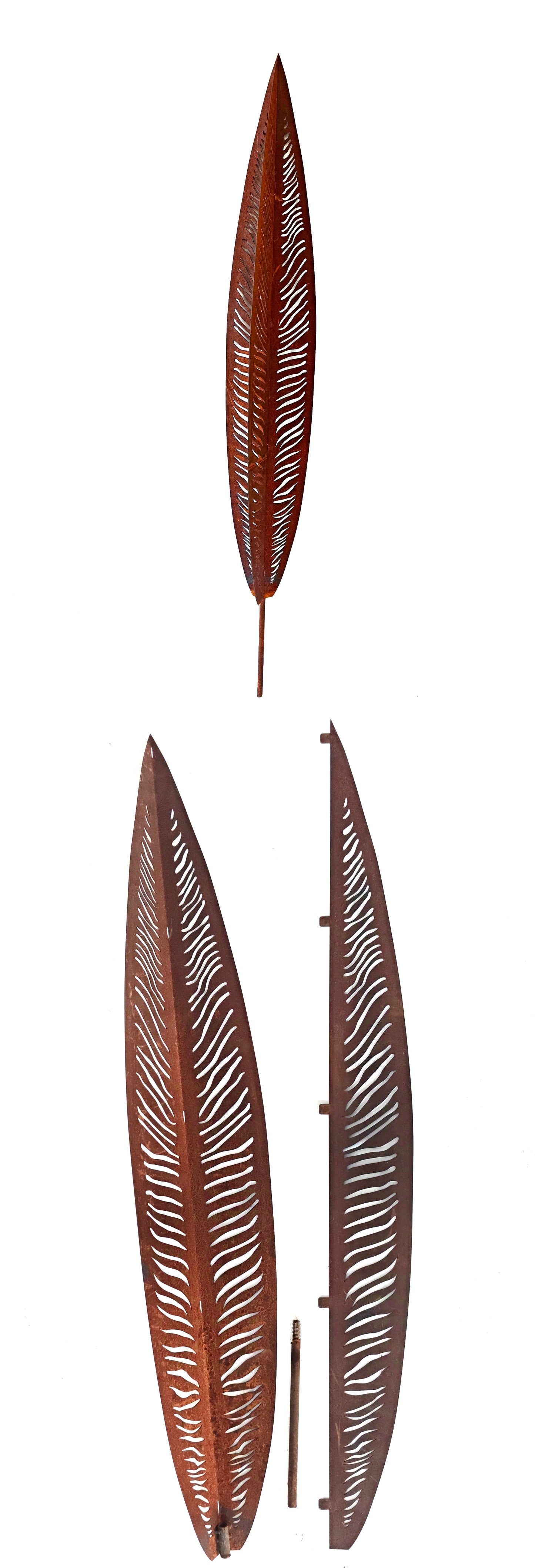 Gartenstecker Blätter aus Metall Rost, Palmblatt ,032288 , 3D, H80cm B13.5cm
