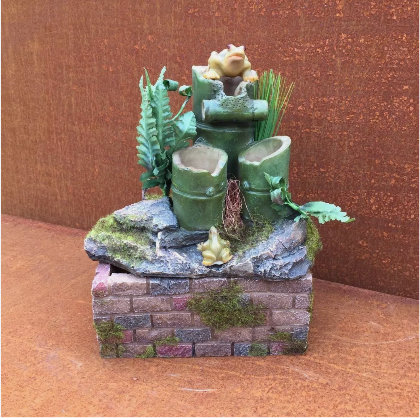 Zimmerbrunnen Gartenbrunnen Bonsai Brunnen Frosch Mit Pumpe 13x17x23 cm