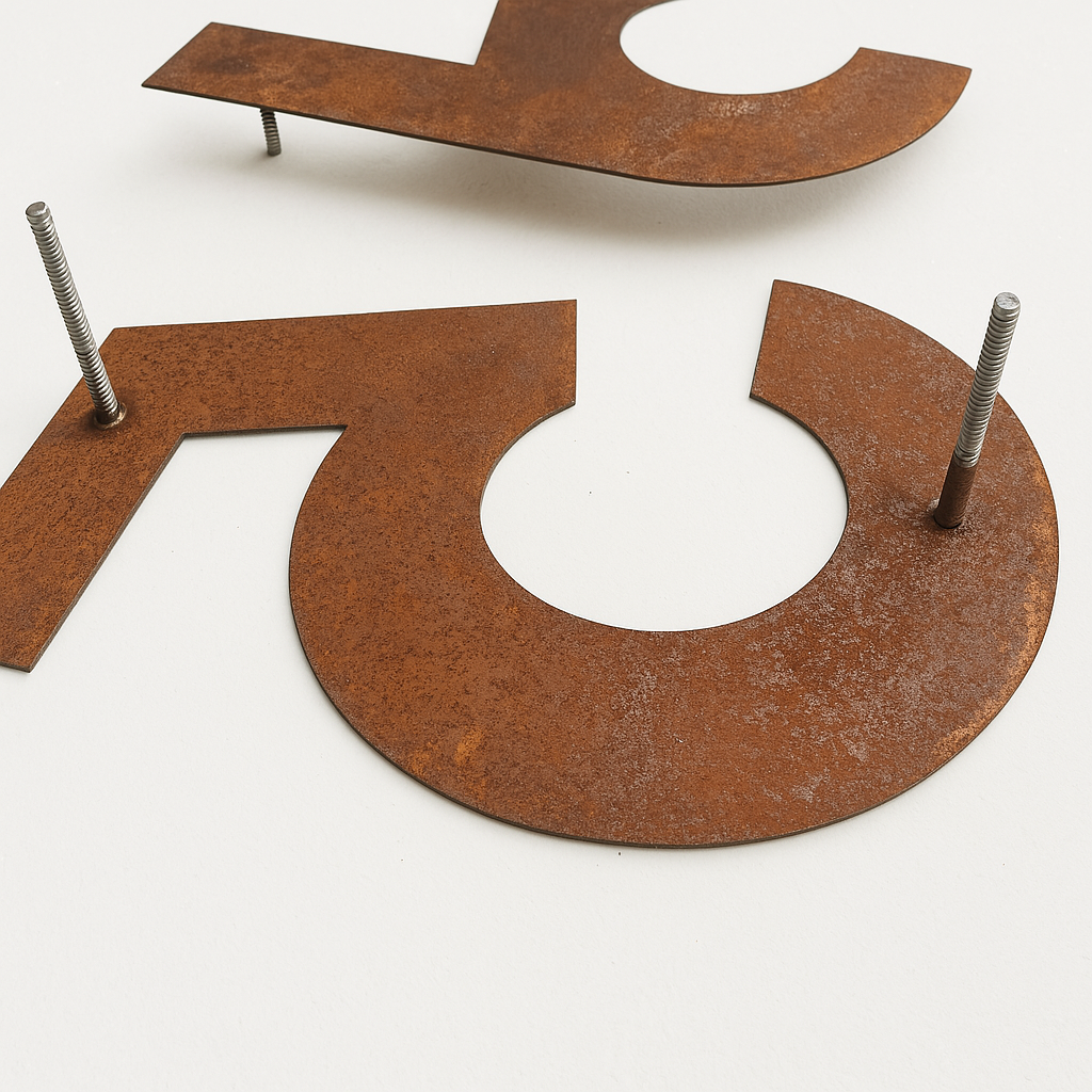 Rusted metal house number 1mm handmade H35cm