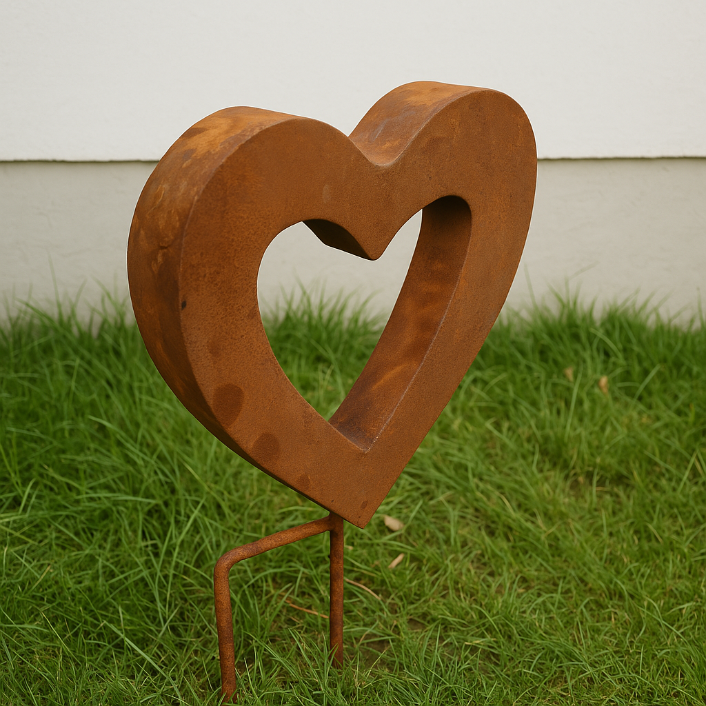 Edelrost Gartenstecker Figuren GlückSymbol ,Herz, L28cm H35cm ,030536