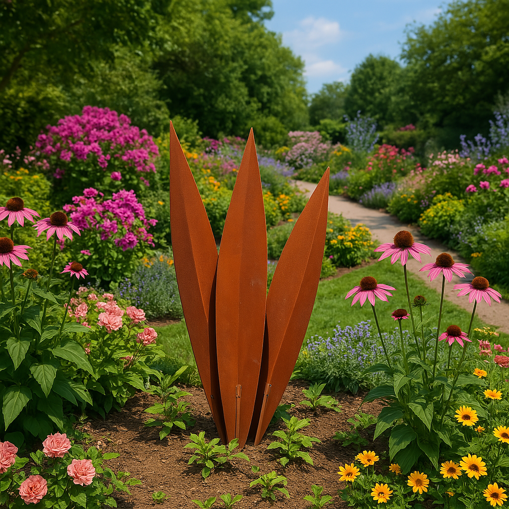 Edelrost Gartenstecker Gartenskulptur aus Metall 3 St. in Set