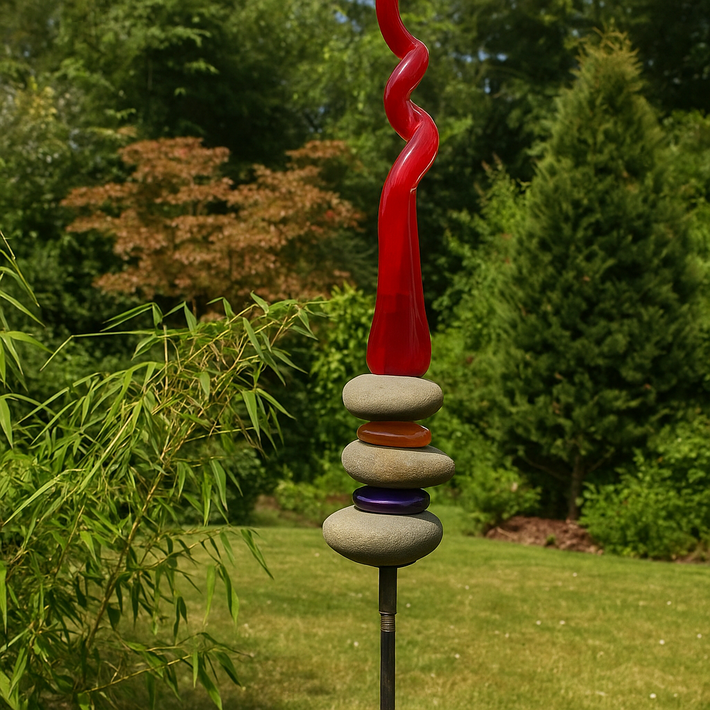 Edelrost Gartenstecker Glasdeko Stecker "Flamme"