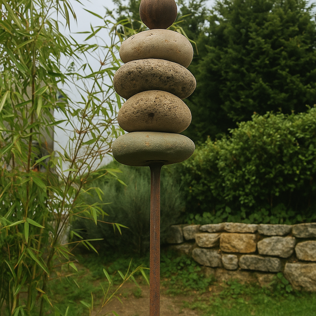 Gartenstecker, H104cm 030872 Metallkugel , Stein