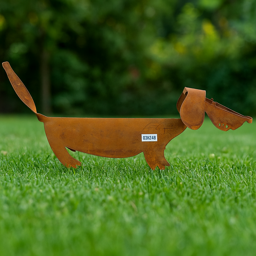 Garten Hund EdelRost Gartendeko Tier aus Metall