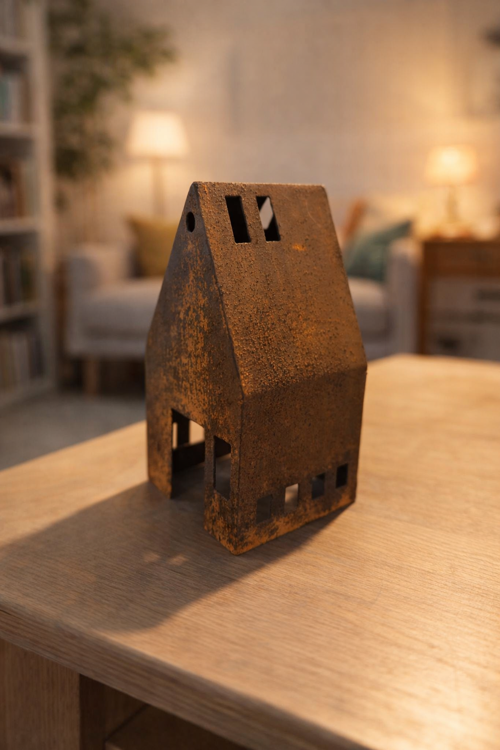 Gartendeko Kerzenständer ,Haus , Innendekorationen, Weihnachtsdekorationen ,aus Metall , Höhe: 12cm , 032176