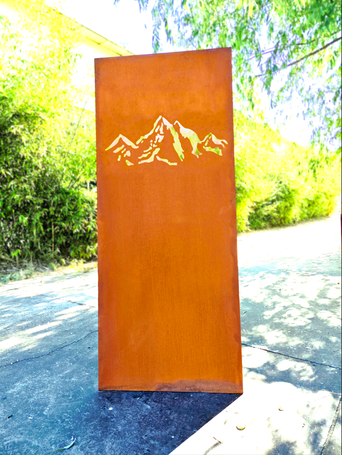 Edelrost Garten Sichtschutz ''Gebirge '' aus Metall 032239