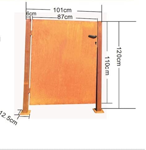Rusted garden gate including posts made of Corten steel 1.2mm W101.5cm (incl. posts: 6cm) H120cm, H150cm, H180cm, incl. door lock (stainless steel material)