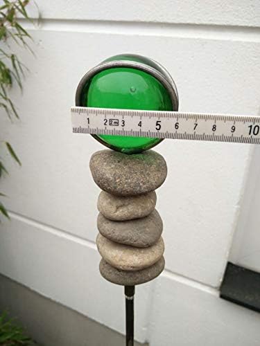 Gartendeko Gartenstecker , Glaskugel und Stein , Handarbeit , 032228