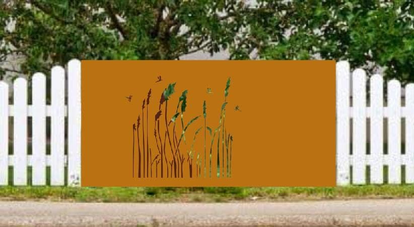 Patina garden fences metal fence iron fence wrought iron fence fence elements rust 032084