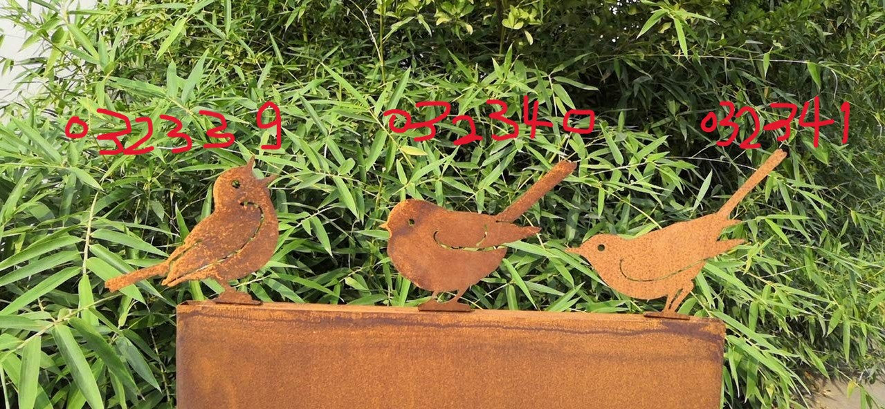 3 St. in Set Edelrost Garten Vogel aus Metall 1mm , 032339/340/341