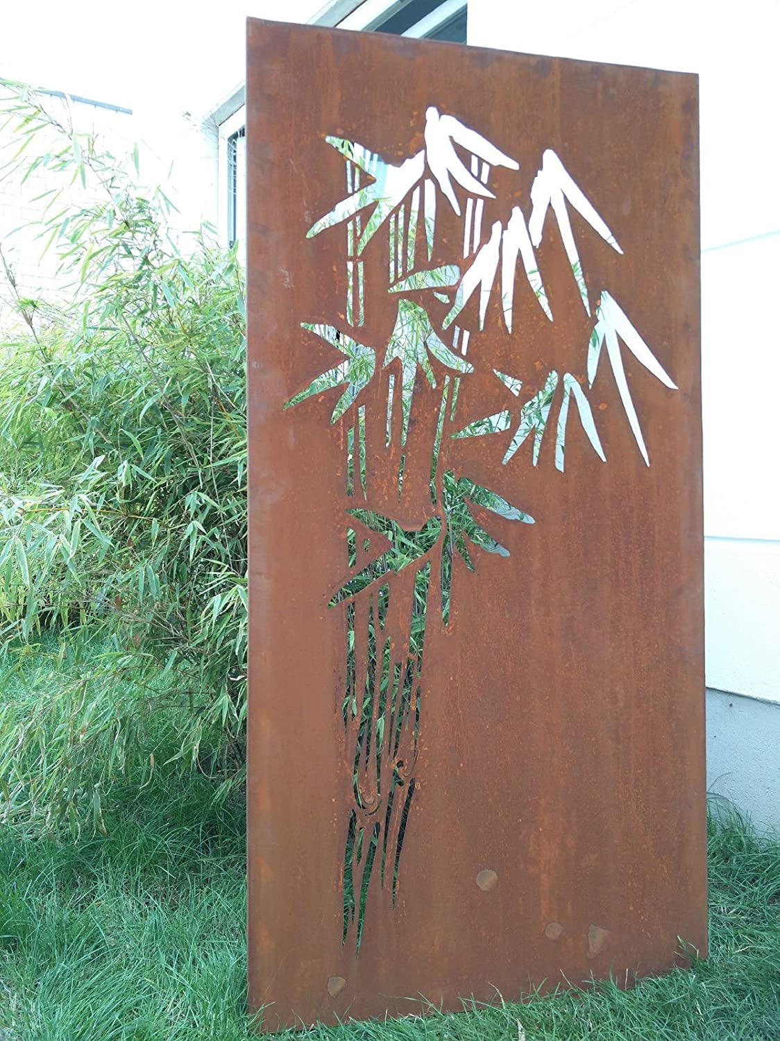 Edelrost Garten Sichtschutzwand Bambusstrauch aus Metall