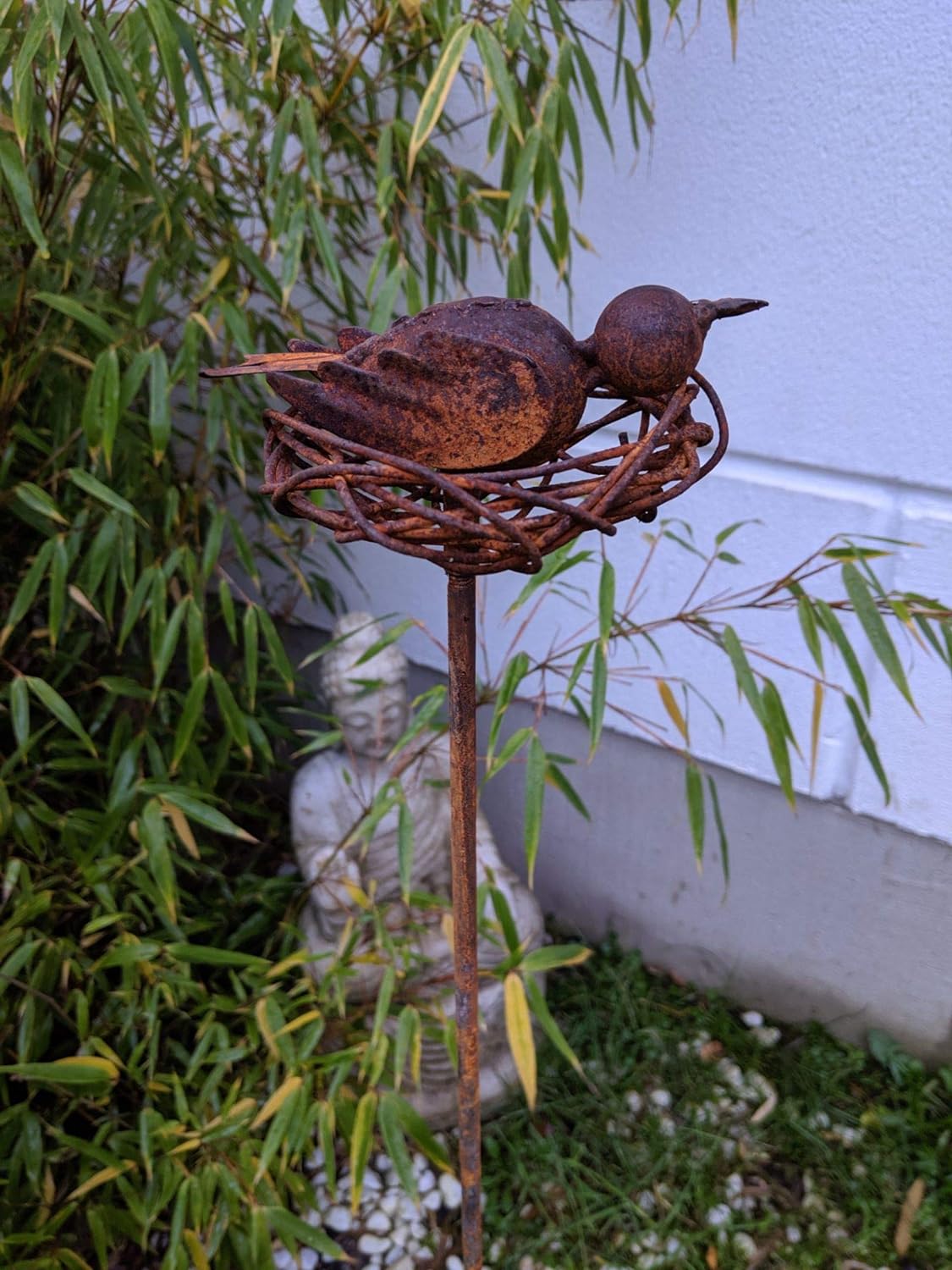 Edelrost Gartenstecker Vogelnest , Höhe: 110 cm , 030176