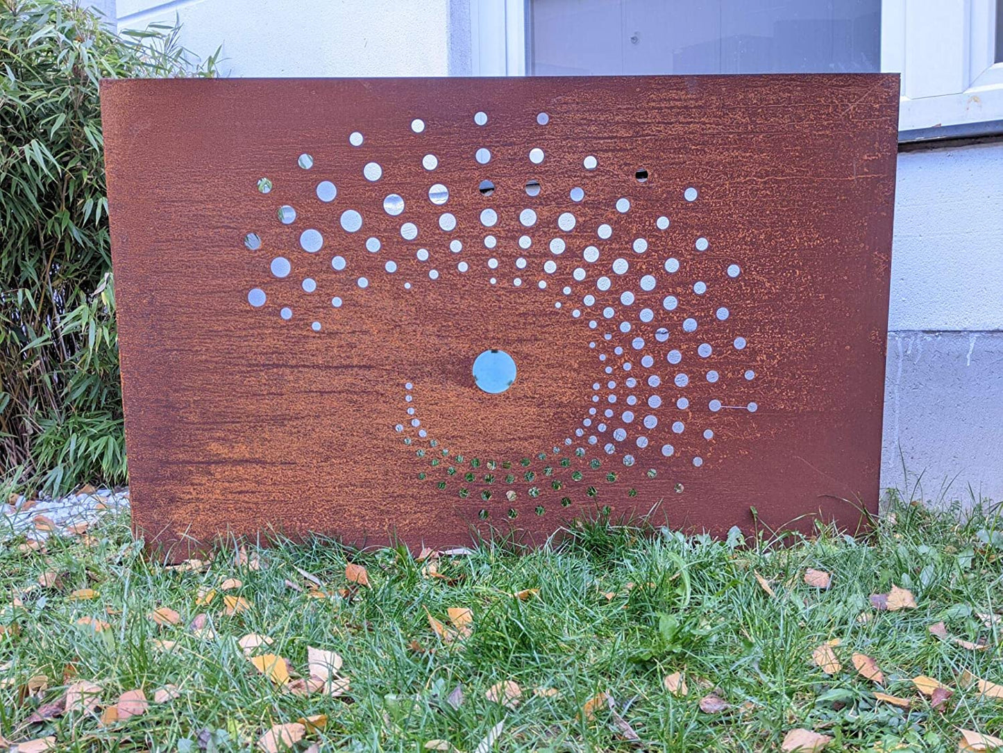 Paravent de jardin patiné mur d'intimité rouille avec décoration en verre 032101 : L150 H75cm