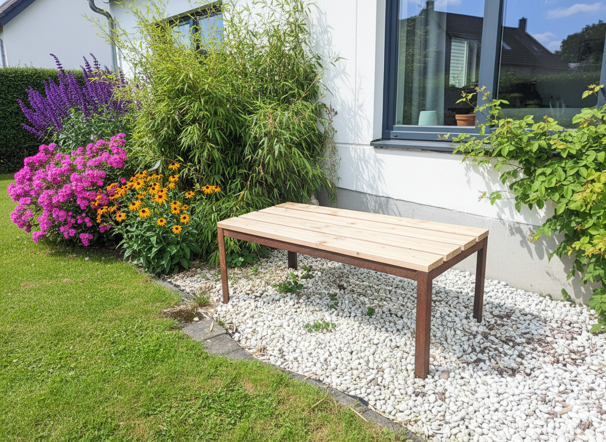Gartenbank Bank ohne Rücklehne Parkbank Wetterfest Sitzbank ,114 cm la – Sino Han