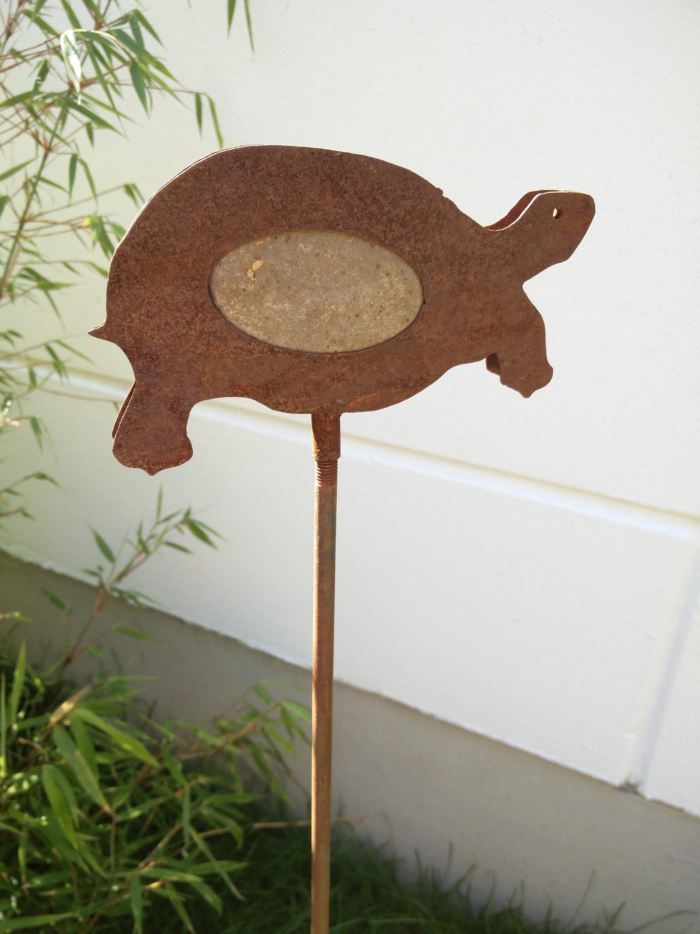 Edelrost Gartenstecker , Steindeko , H 115cm