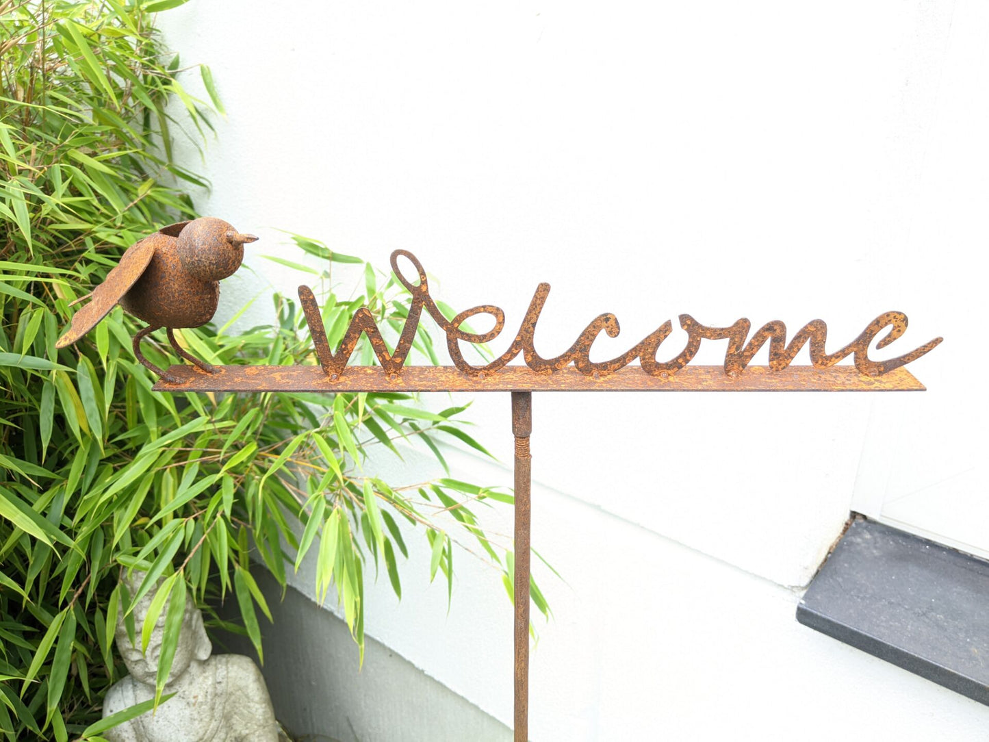 Garden stake Welcome with bird