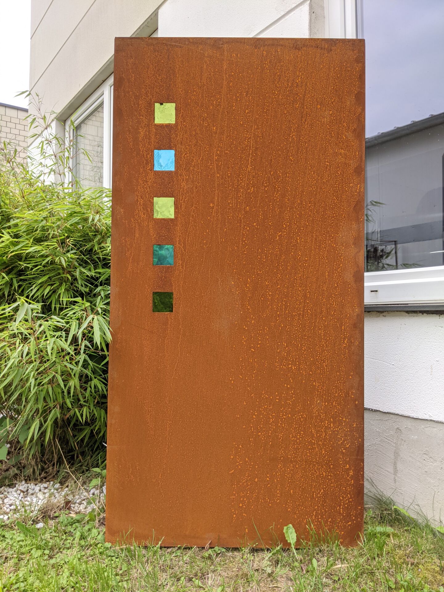 Garten Sichtschutzwand mit Farbige Glas , Rost