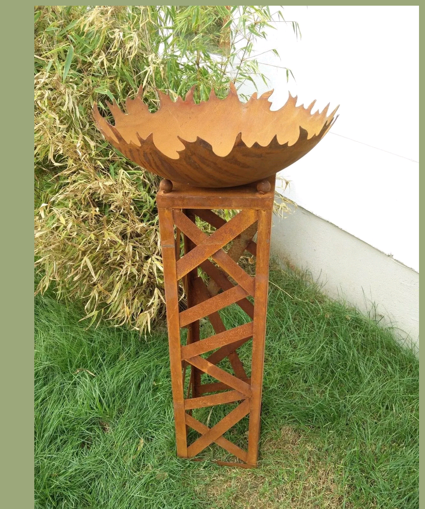 Rost Gartensäule H80cm mit Feuerschale 50cm 1mm