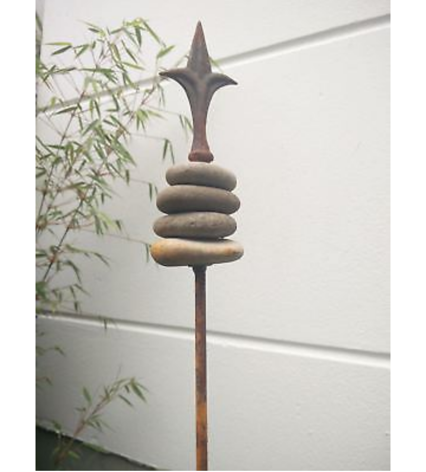 Edelrost Gartendeko,Gartenstecker aus Metall,Stein,Höhe 110cm ,030870