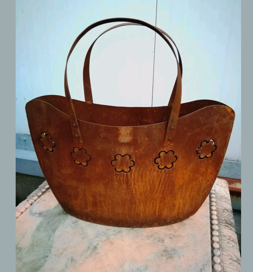 Blumentopf Tasche aus Metall Edelrost