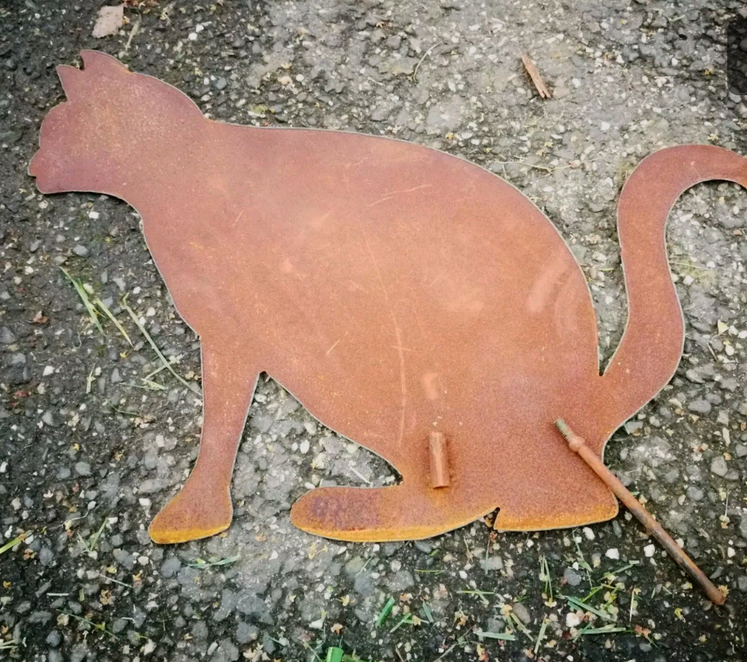 Edelrost Garten Katze aus Metall , Gartendeko 031624