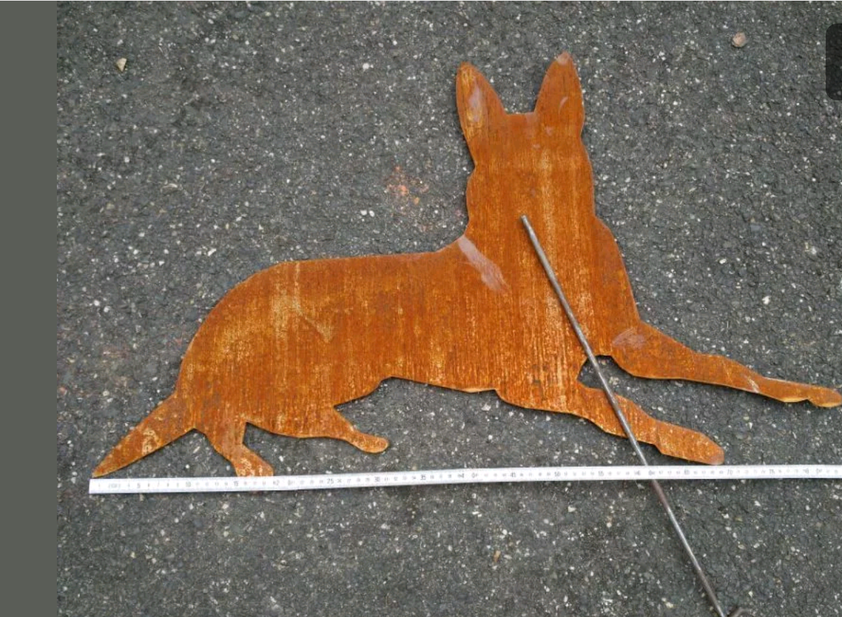 Edelrost Garten Hund Figuren Gartenstecker,Höhe: 55 cm, 031867