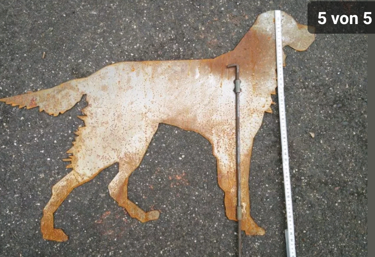 Edelrost Garten Hund aus Metall Gartenstecker Höhe: 60 cm,031872