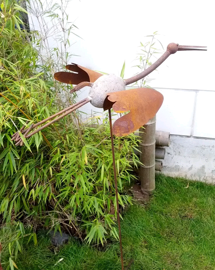 Edelrost Gartenfigur Kranich 029510