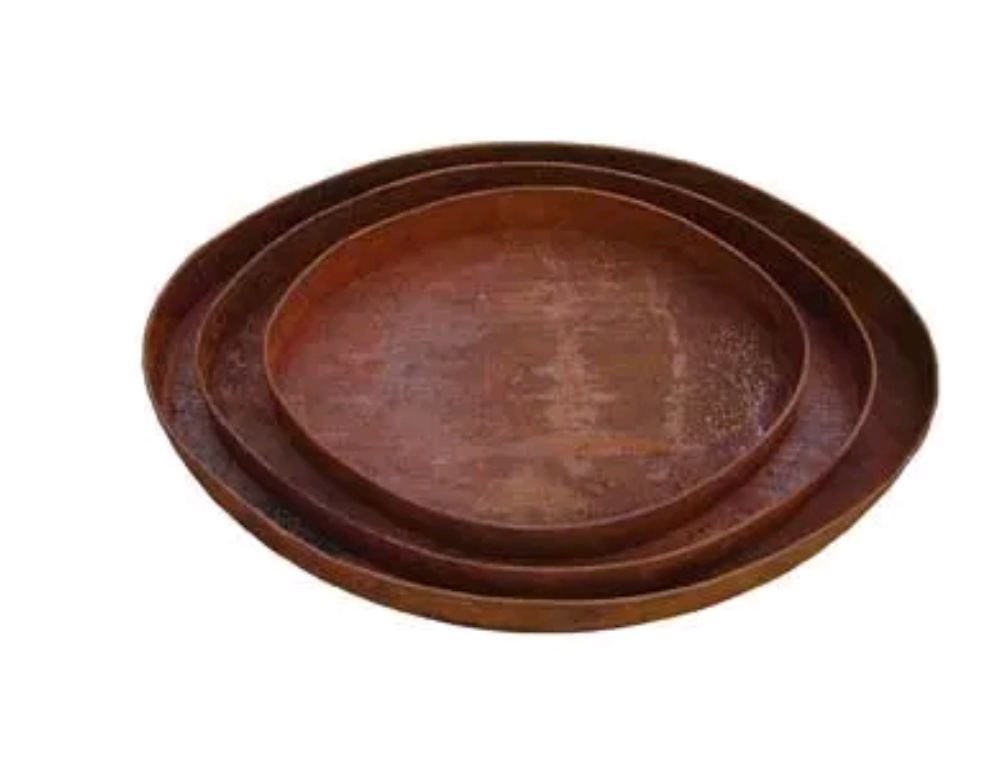 Edelrost,Gartendeko ,Pflanzschale, Kerz-Feuerschale, Metall kein lack oval Eisen