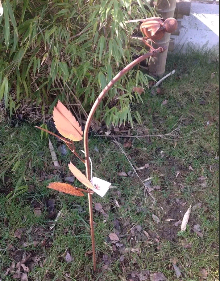 Edelrost Gartenstecker ,Gartenvogel 85cm , aus Metall 029491