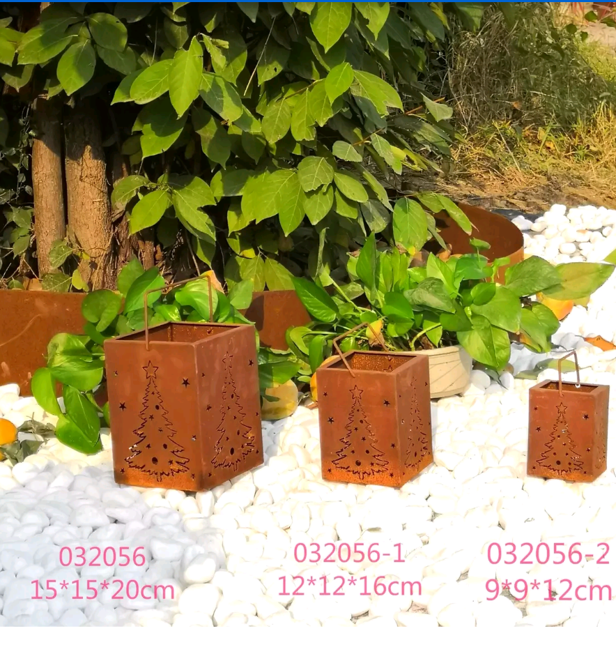 Weihnachtsbaum Edelrost Gartenlaterne Windlicht Rostoptik Kerzenhalter 032056