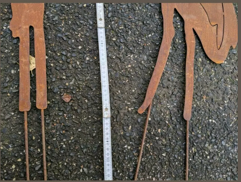2st. inset Gartenfigure Rost GartenKranich Metall Gartendeko Skulptur 032036,032037