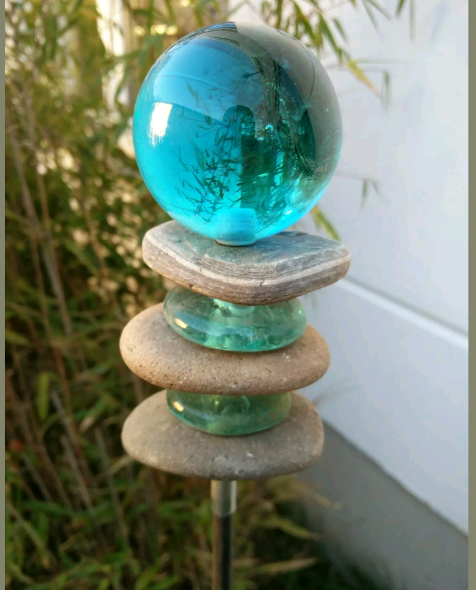 Gartenstecker Rost Glaskugel 6cm hellblau 030961