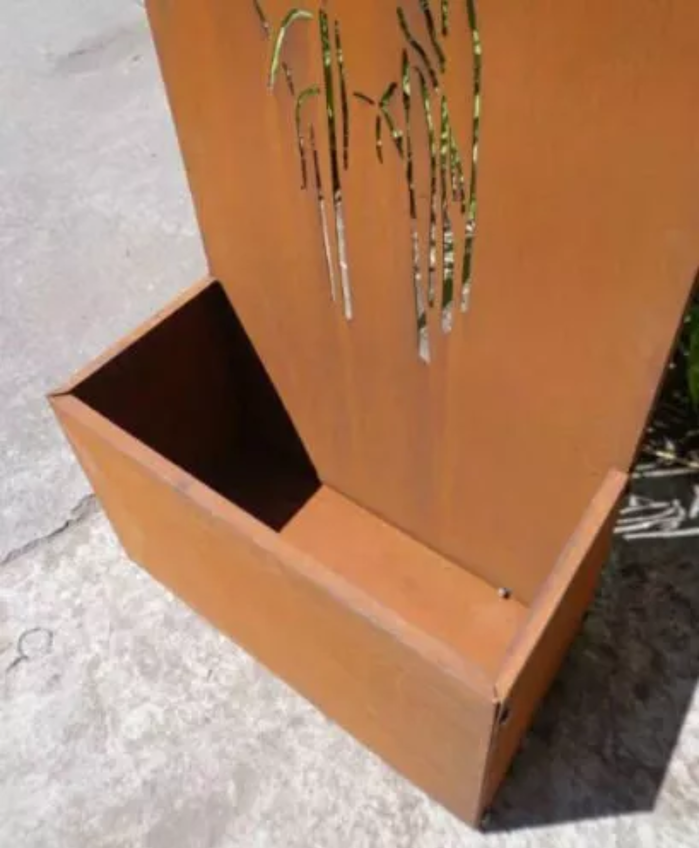 Edelrost Garten Sichtschutzwand mit Pflanzschale Blumentopf