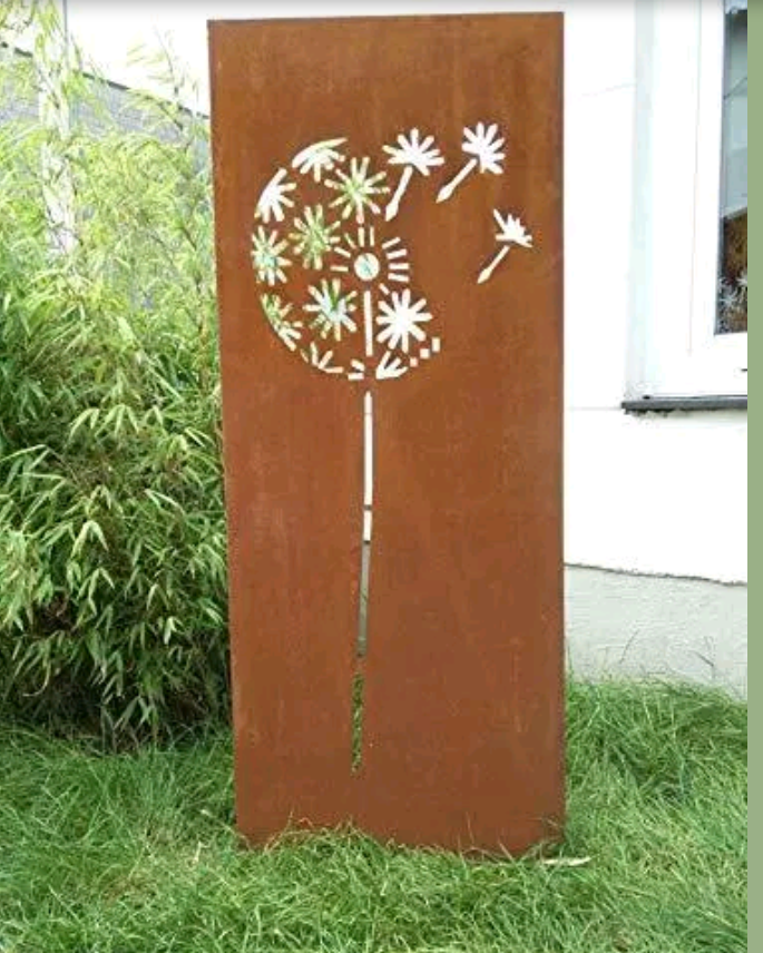 Edelrost Garten Sichtschutzwand “ Löwenzahn ” aus Metall