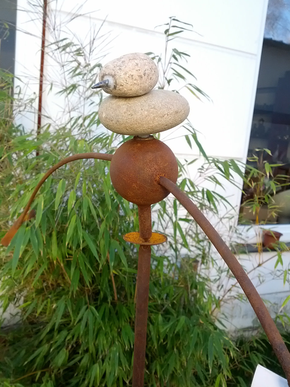 Rust garden stake, wind chime