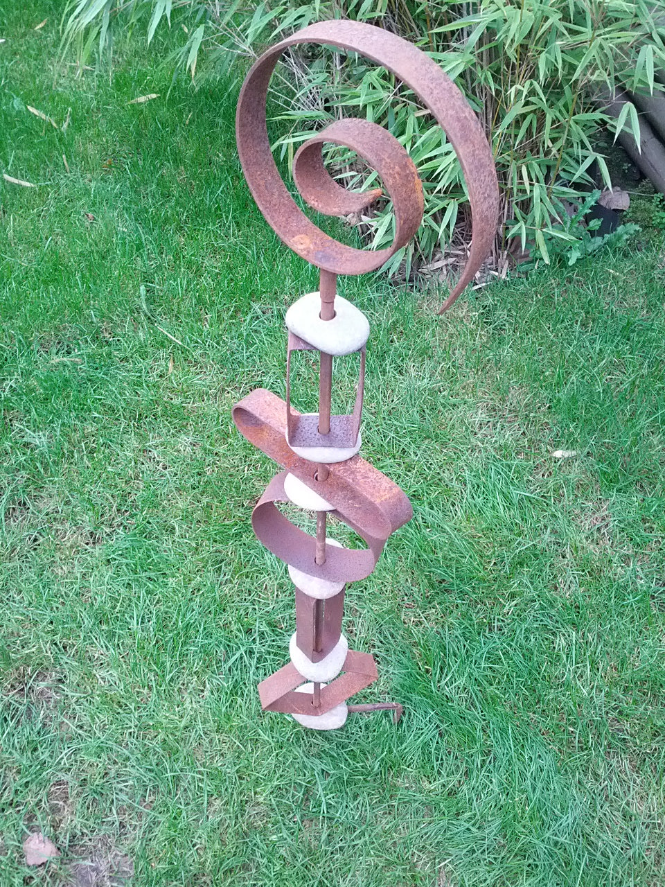 Garden stake, rust, garden decoration, natural stone