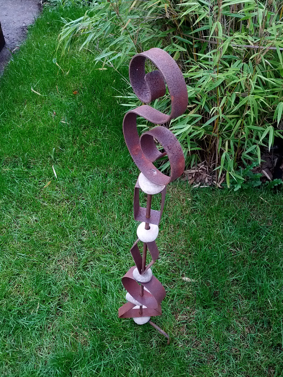 Garden stake, rust, garden decoration, natural stone,