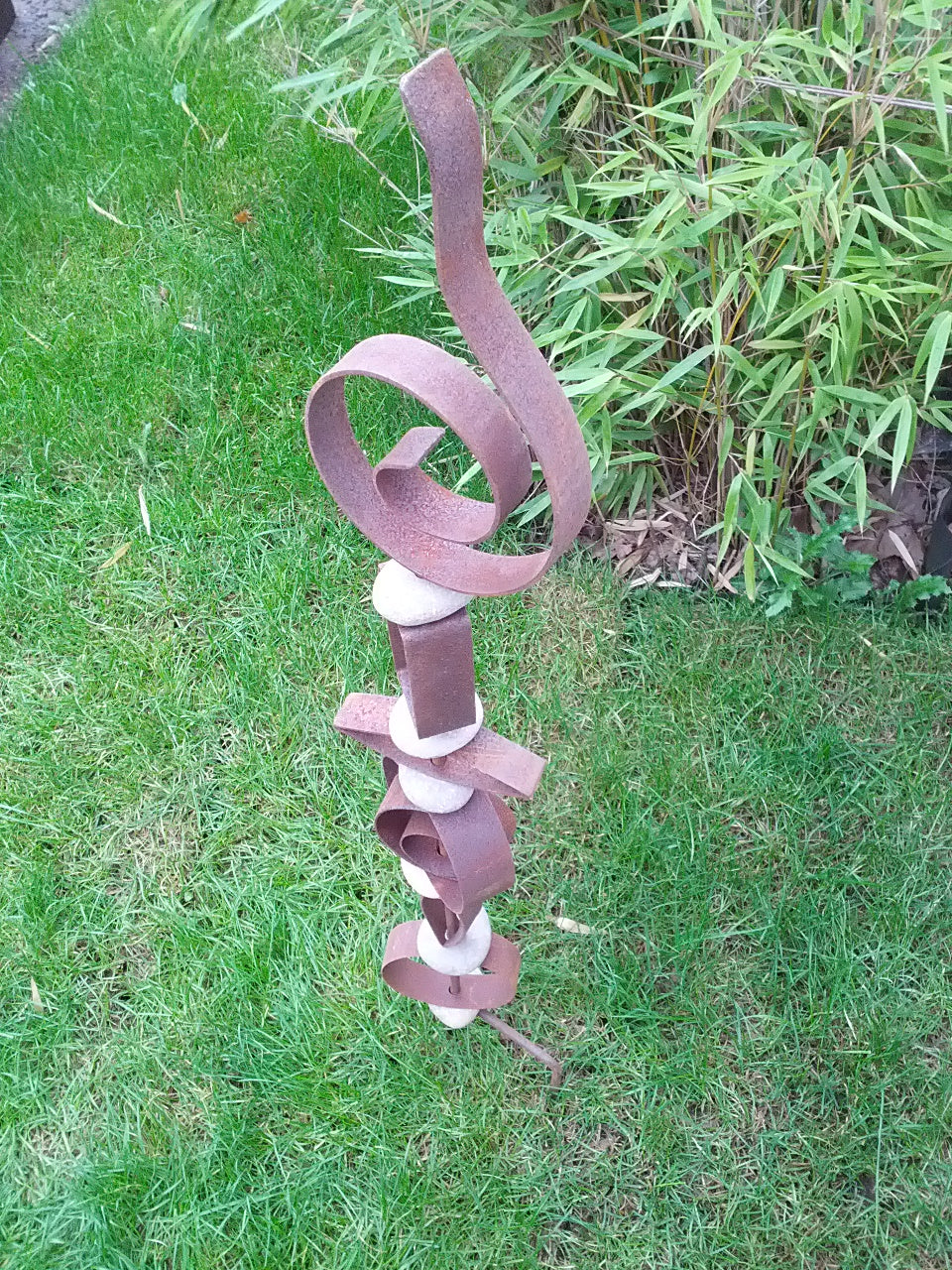 Garden stake, rust, garden decoration, natural stone