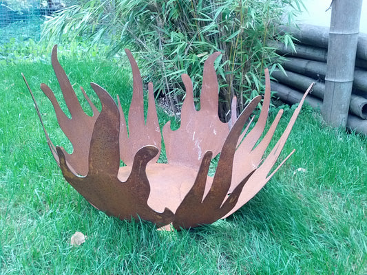 Garden decoration, fire bowl, rust, handmade