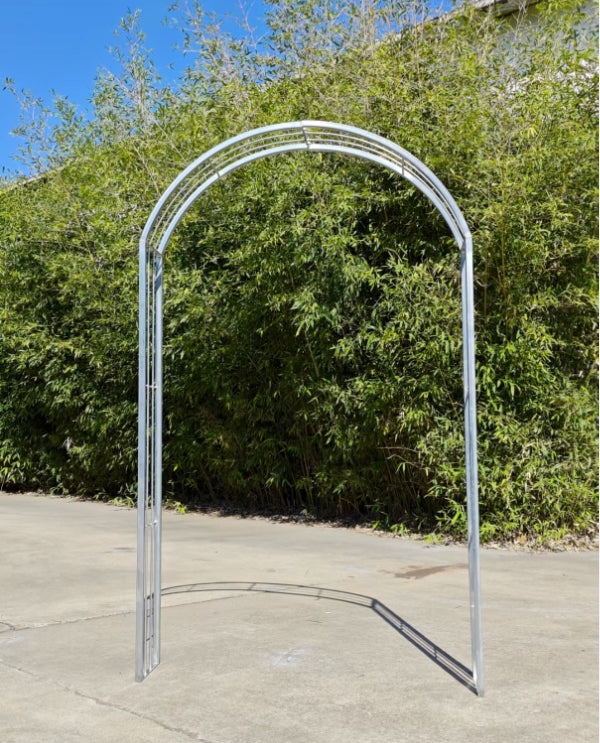 Zen Man Garden rose arch made of galvanized metal