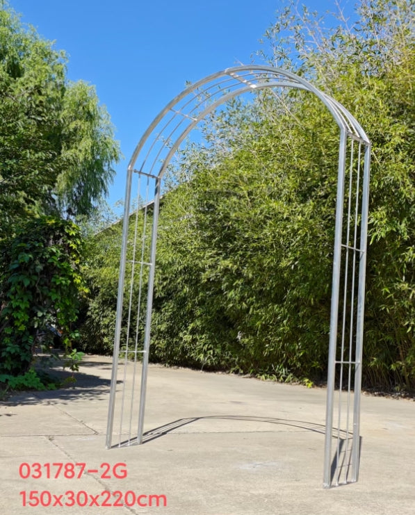 Zen Man Garden rose arch made of galvanized metal