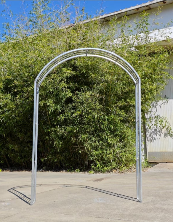 Zen Man Garden rose arch made of galvanized metal