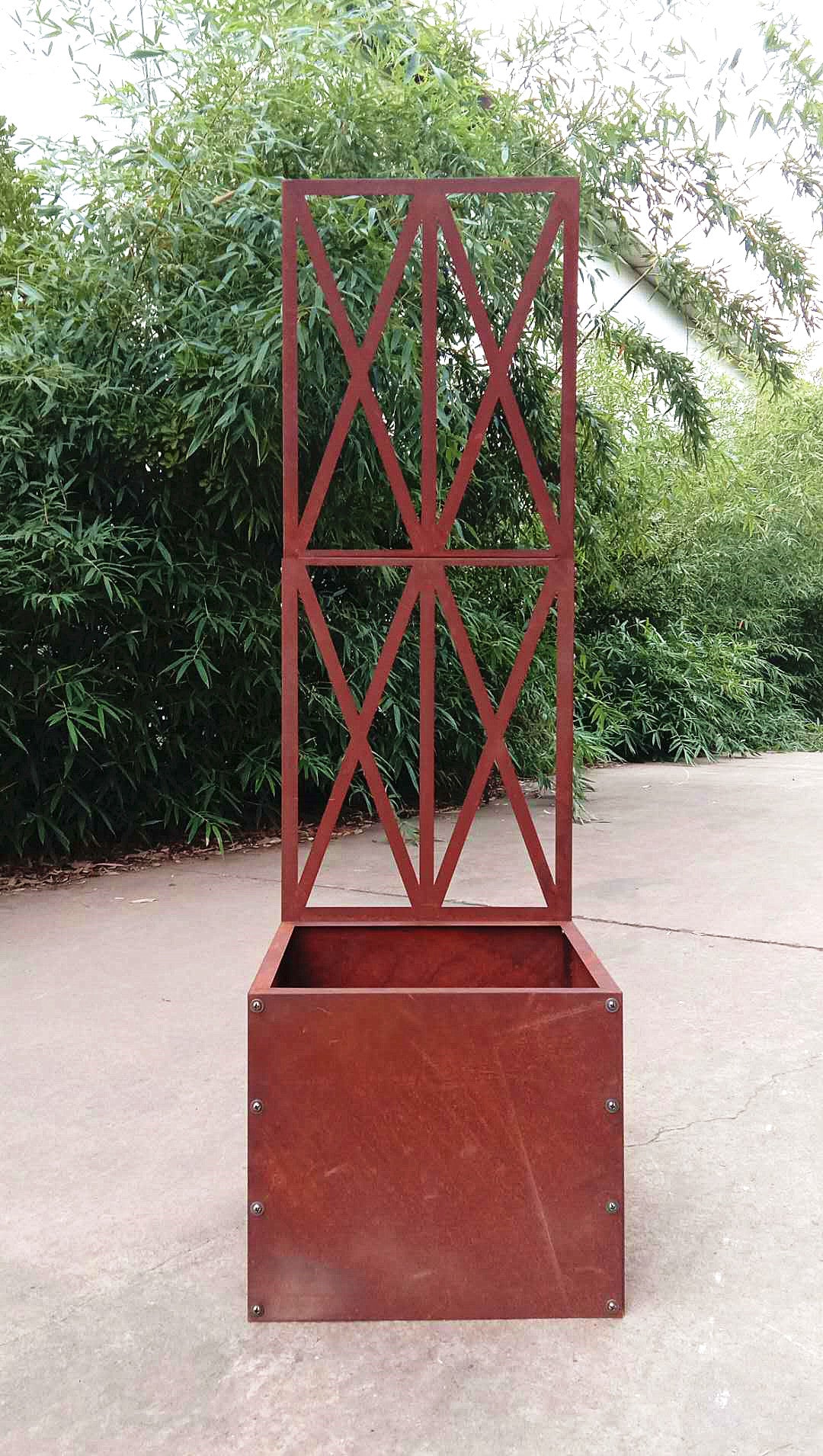 Edelrost Rankkasten mit Rankgitter aus Metall  032025-1 , Höhe 135 cm