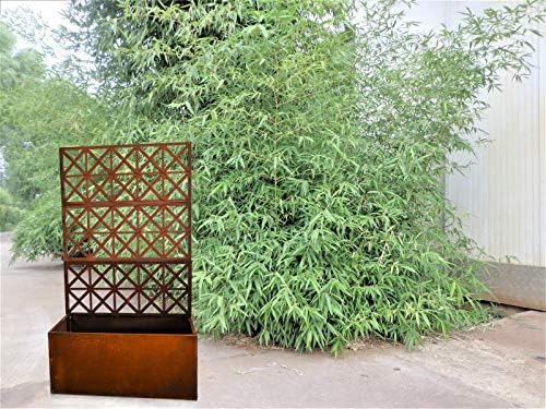 Patina climbing box with metal trellis 032025 L80.5*W35.5*H140.5cm