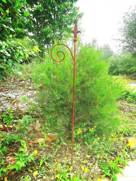 Garden stake decorative iron trellis bed stake trellis rod rust metal W17cm